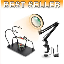 Load image into Gallery viewer, Adjustable All-in-One Soldering Magnifier Lamp - Ideal for DIY Projects