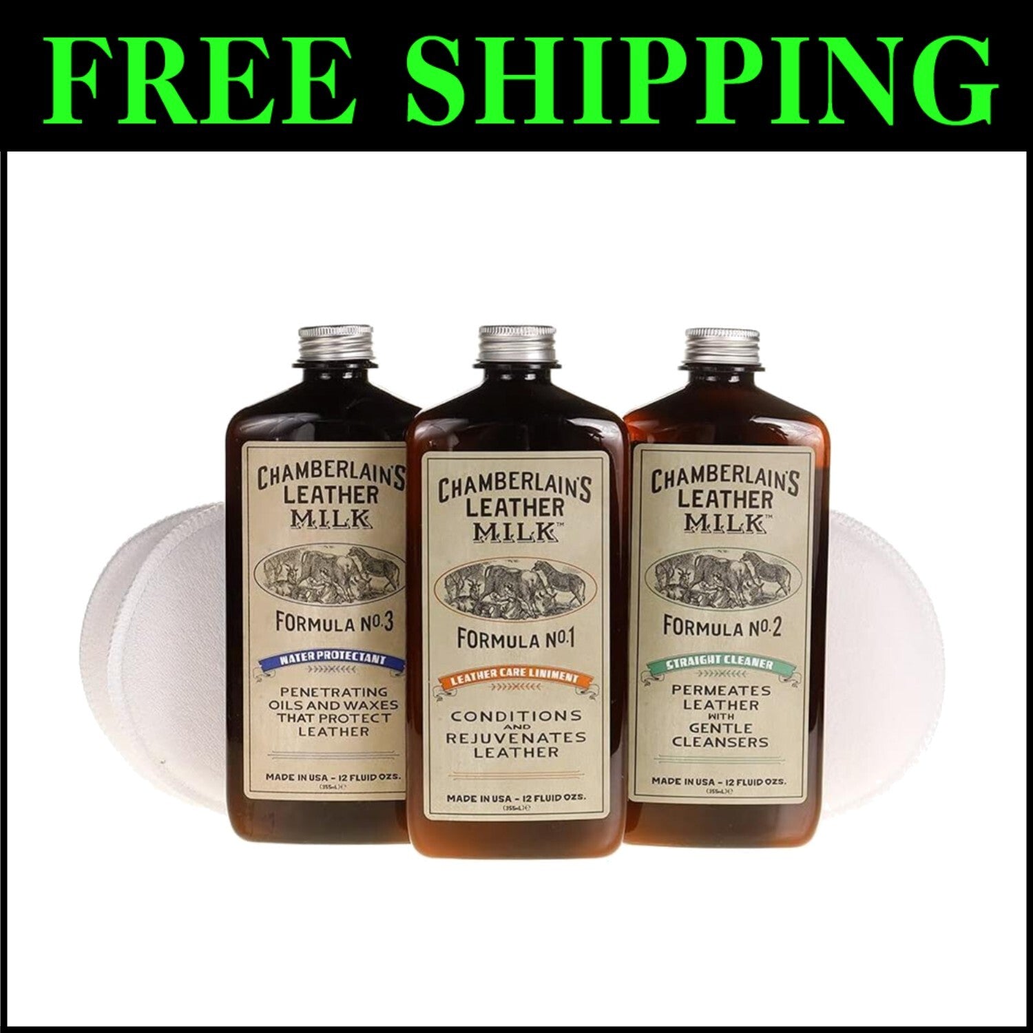 Ultimate Leather Care Kit - Natural Cleaner, Conditioner & Moisture Protectant