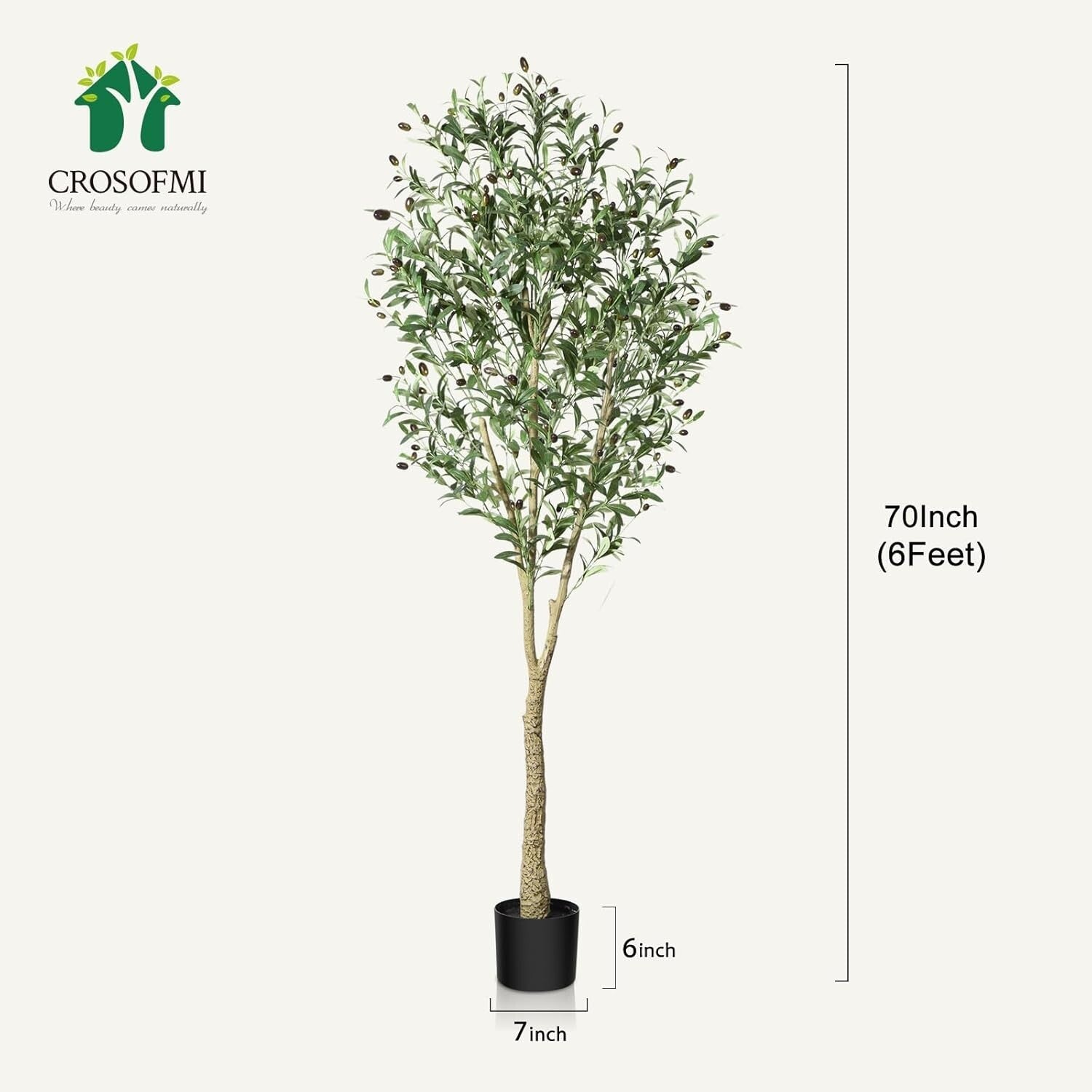 6Ft Artificial Olive Tree Plant - Realistic Faux Greenery for Home & Office
