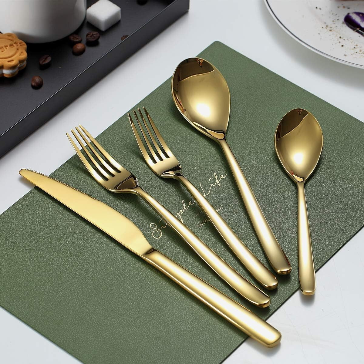 Elegant 46-Piece Gold Dining Set - High-Quality Stainless Steel & Ideal Gift