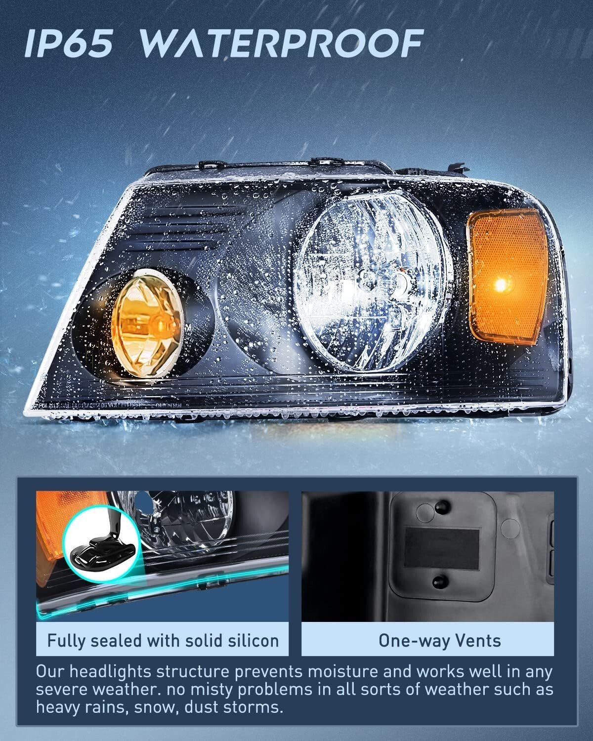 DOT Compliant 2004-2008 F150 Headlight Assembly - Easy Installation & Waterproof