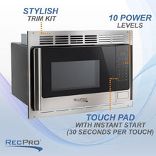 Load image into Gallery viewer, 900W RV Microwave with Trim Kit | 1.0 Cu. Ft. Stainless Steel Direct Replacement