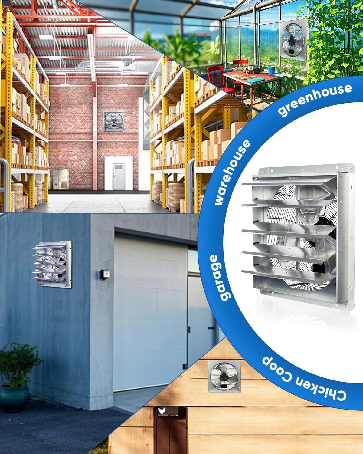 Durable 20 Inch Bladeless Wall Vent Fan - Effortless Setup, 3500 CFM Capacity