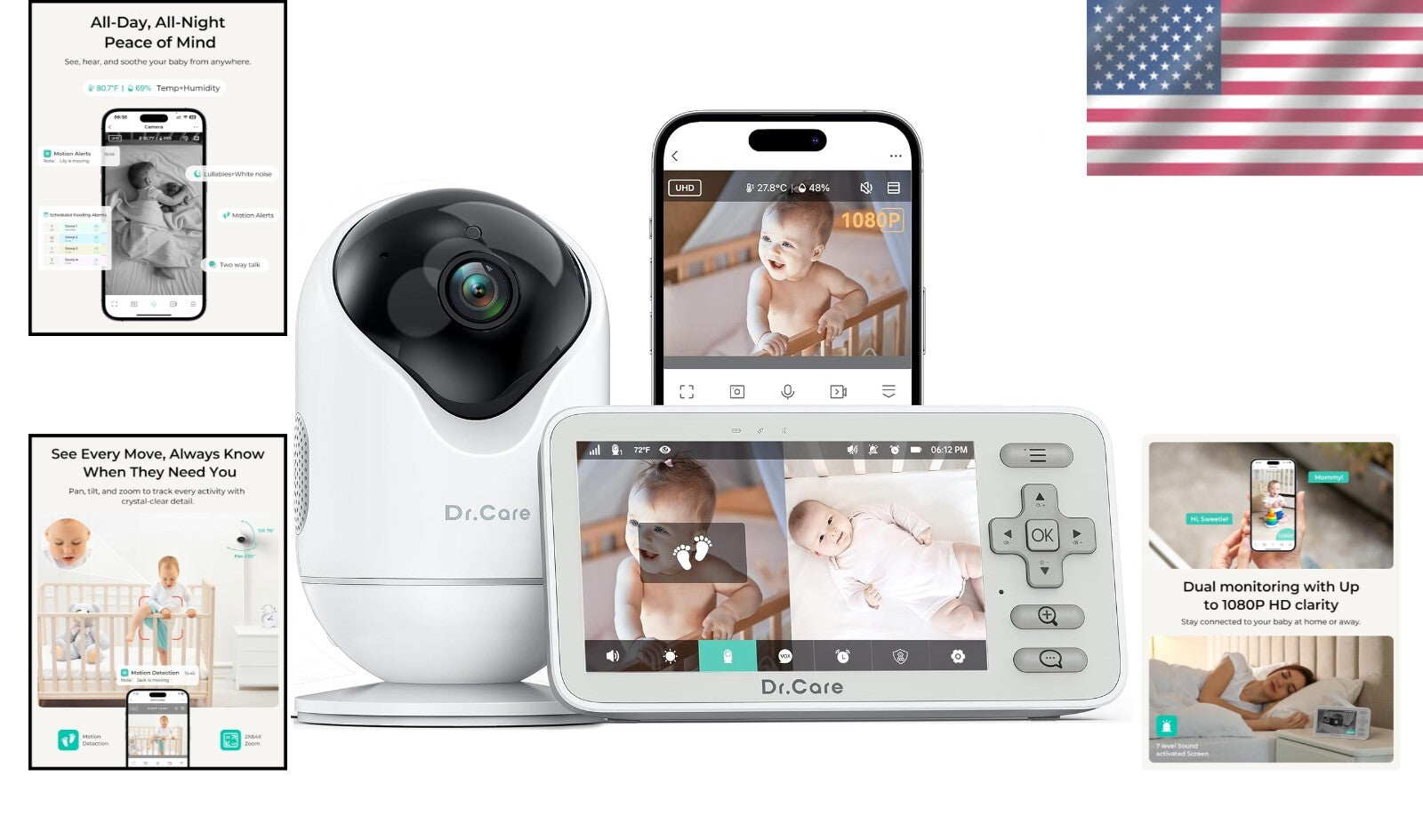 Advanced 1080P WiFi Baby Monitor with Motion Alerts & Triple Security Features