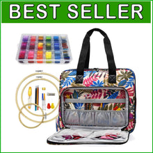 Load image into Gallery viewer, Premium Embroidery &amp; Cross Stitch Starter Kit - 99 Threads &amp; Floral Organizer