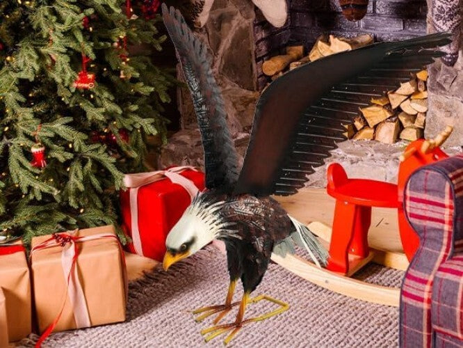Large 40.5-Inch Swooping Bald Eagle Statue - Lifelike Outdoor Decor for Garden
