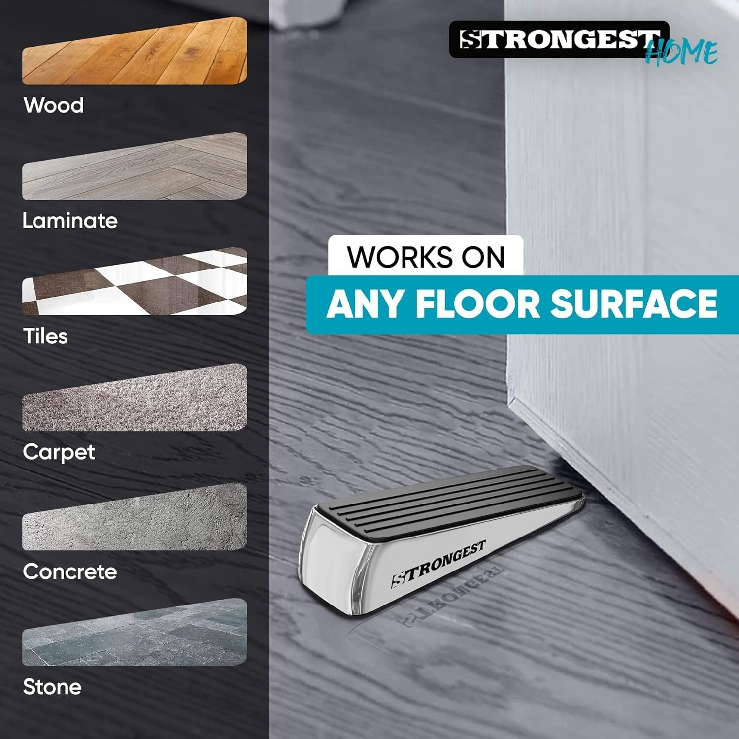 Modern Heavy-Duty Door Stop Set - Zinc Construction & Wall Protectors Included