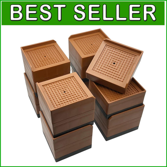 Elegant Brown Furniture Lifts 3-Inch Risers, Perfect for Beds & Sofas - 8 Pack