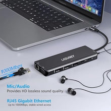 Load image into Gallery viewer, 14-in-1 USB-C Laptop Docking Station - Dual HDMI, VGA, Gigabit Ethernet, Black