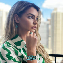 Load image into Gallery viewer, Handmade Adjustable 925 Sterling Silver Turquoise Cluster Bracelet for Women