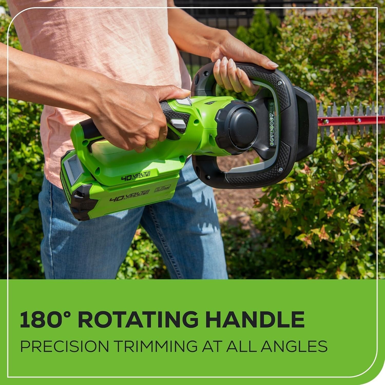 40V 24-Inch Cordless Hedge Trimmer with 1" Cutting Capacity & Battery Included
