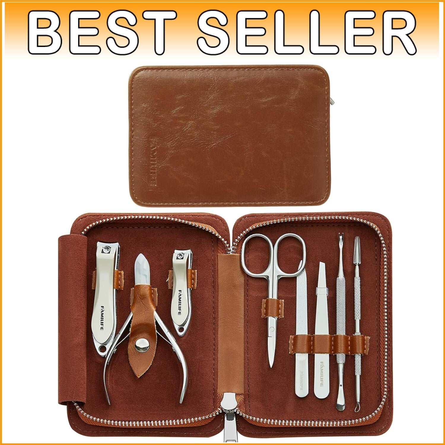 Ergonomic 8-Piece Manicure Kit for Men with Travel Case - Ultimate Grooming Gift