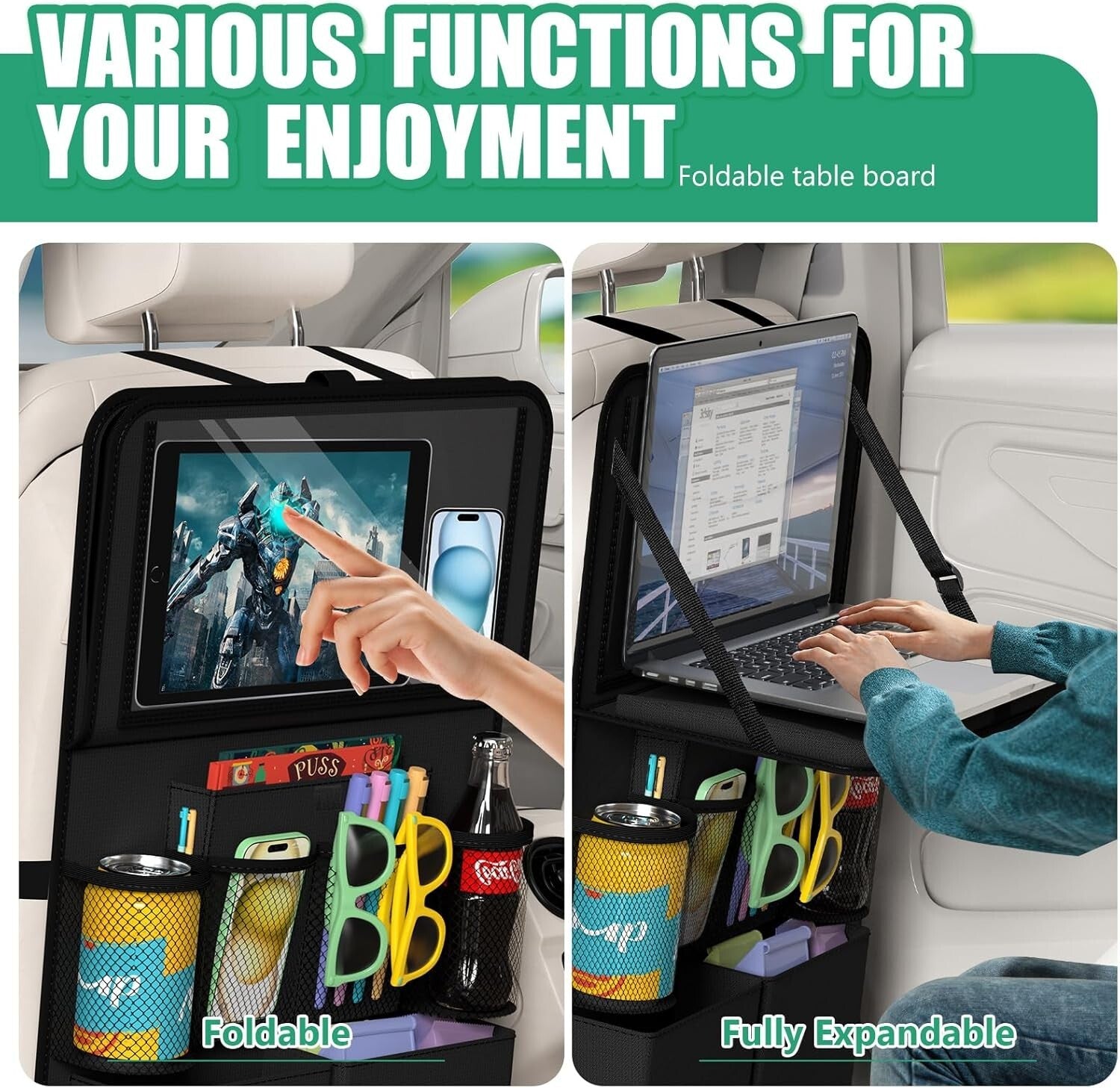 Family-Friendly Backseat Organizer with Quick Assembly and Travel Convenience