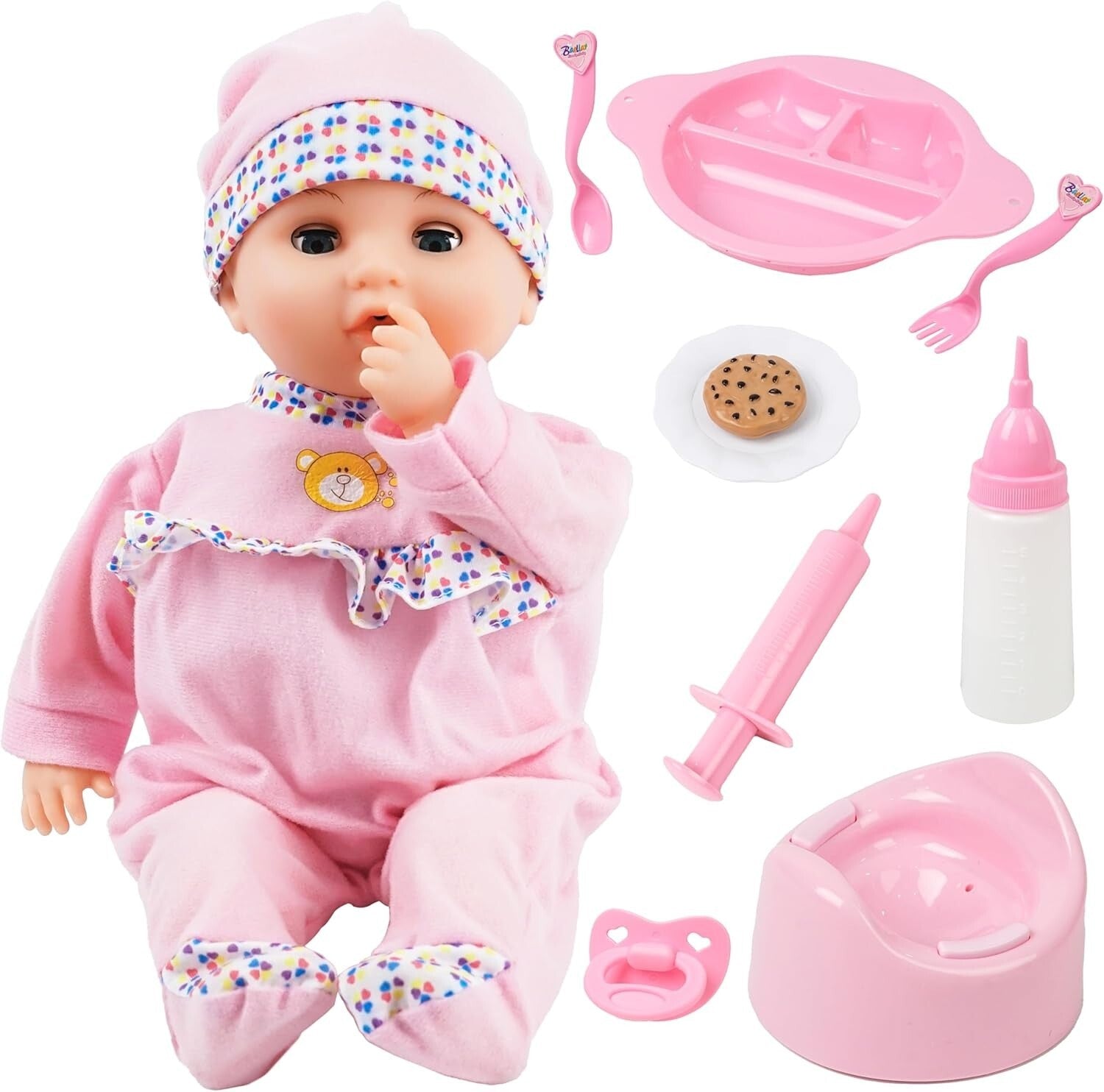 16-Inch Interactive Feeding Baby Doll Set - Perfect Gift for Toddlers 2-5+ Years