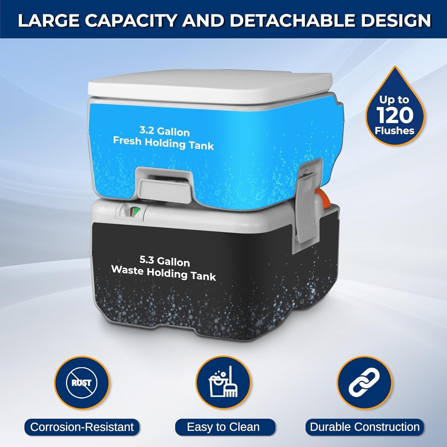 5.2-Gallon Leak-Proof Portable Camping Toilet - Ideal for Hiking & Boating