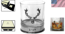 Load image into Gallery viewer, Stylish 11oz Whisky Glass with Reusable Stag Head Design - Handcrafted Elegance