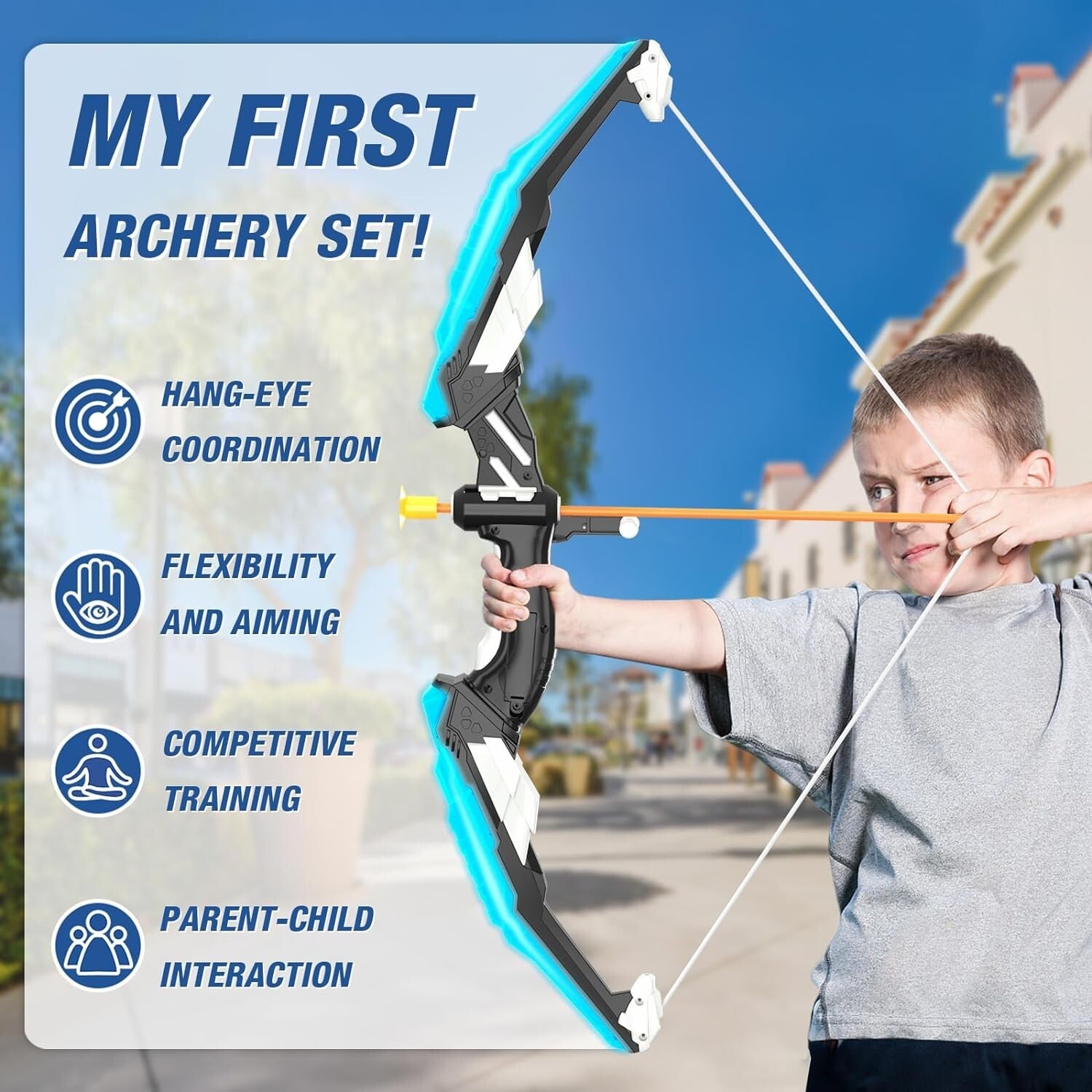 Fun and Safe LED Light Bow and Arrow Set - 2 Packs for Ages 4-8 with Targets