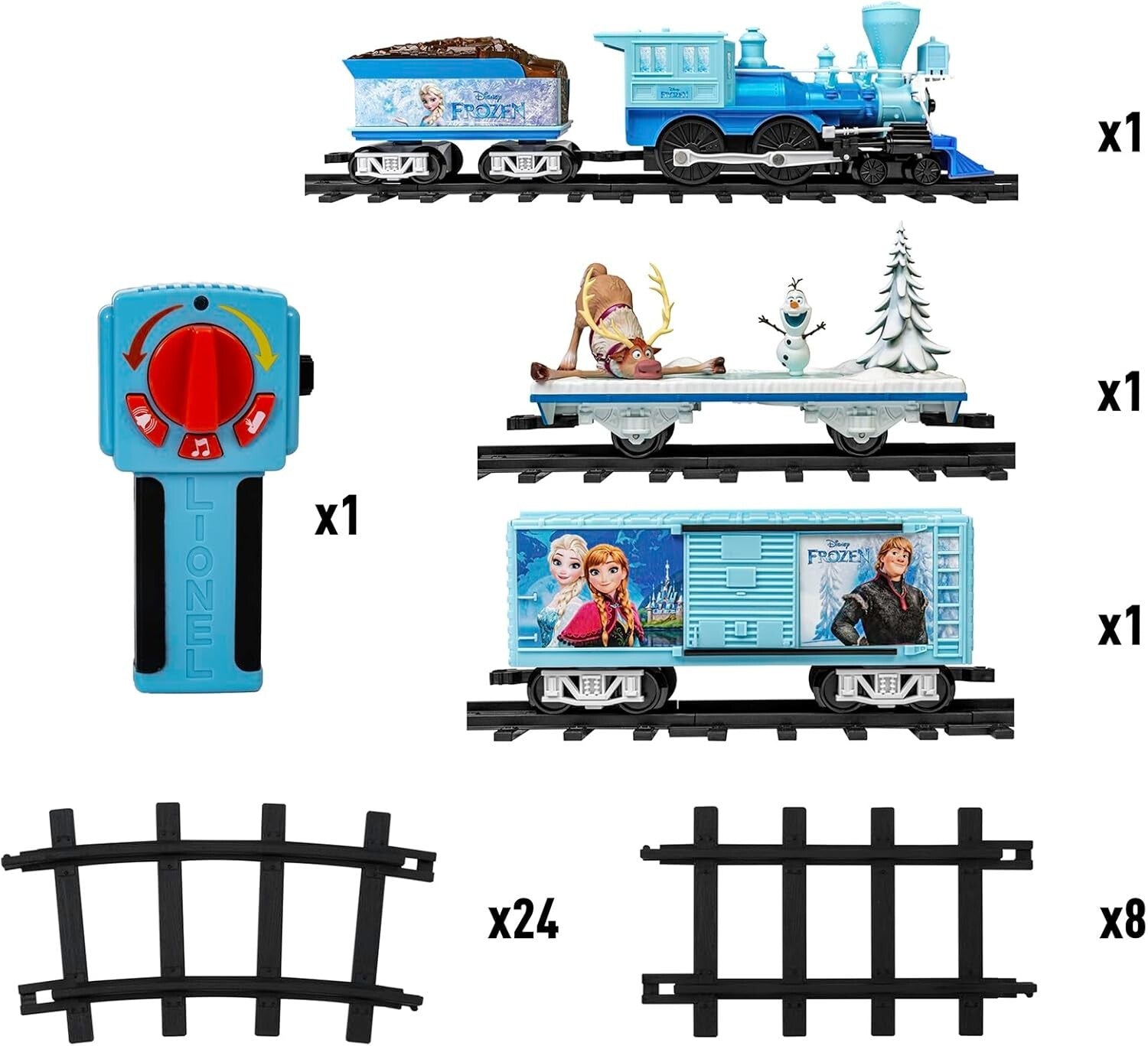 Disney Frozen Battery-Powered Model Train Set with Remote Control - 50x73 Track