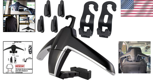 Durable Black Car Coat and Bag Hanger - Includes 6 Hooks for Efficient Storage