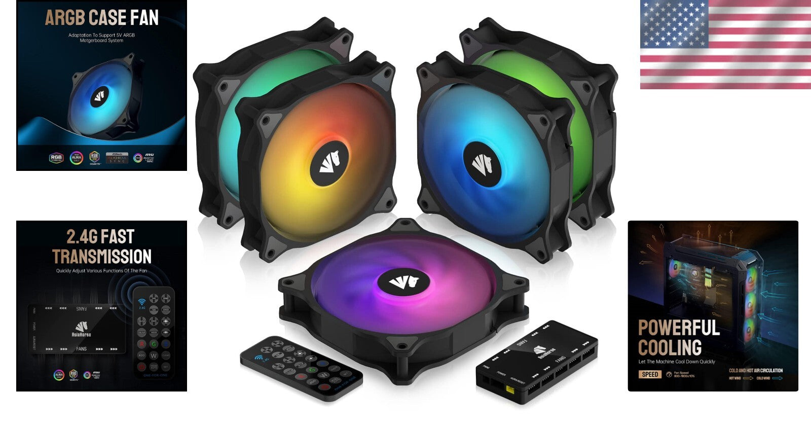 Durable 120mm PC Fans with Gold Wire LEDs - Silent Operation & 30,000 Hour Life