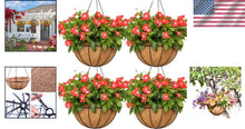 Load image into Gallery viewer, 4-Pack 14" Rustic Hanging Baskets with Coco Liners for Vibrant Outdoor Plants