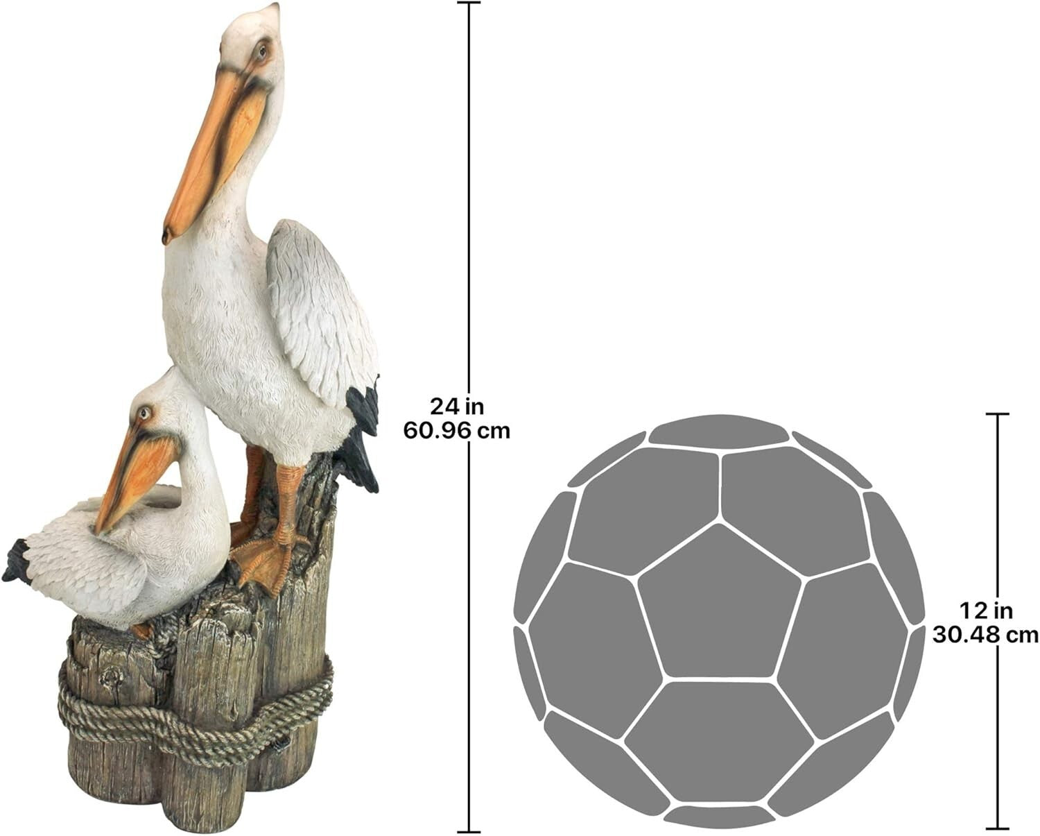 Freestanding 24-Inch Pelican Statue - Weatherproof Oceanic Decor for All Seasons