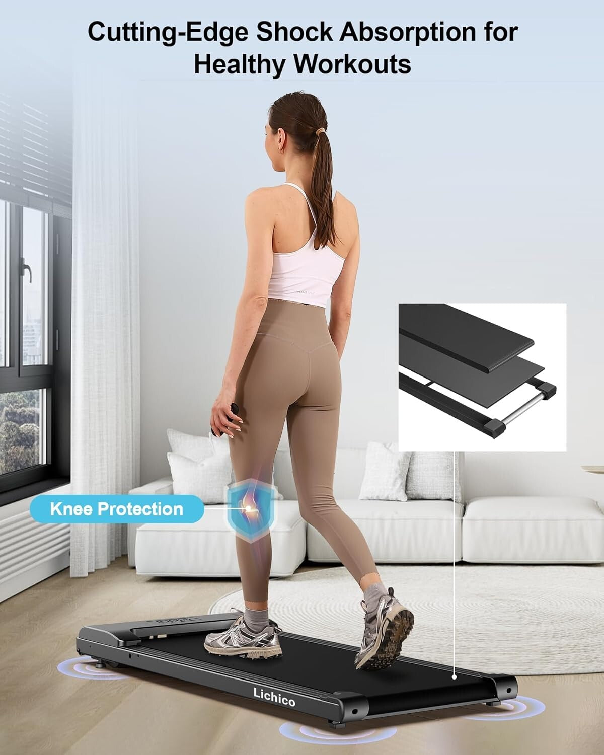 2.5HP Brushless Motorized Walking Pad - Space-Saving Treadmill for Workouts