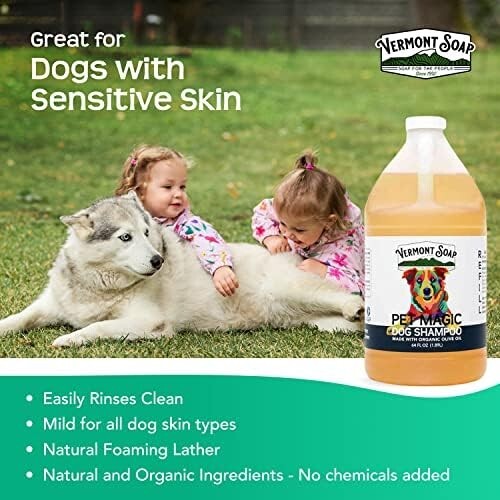 Gentle Organic Dog Shampoo with Olive Oil & Coconut for Sensitive Skin - 64oz