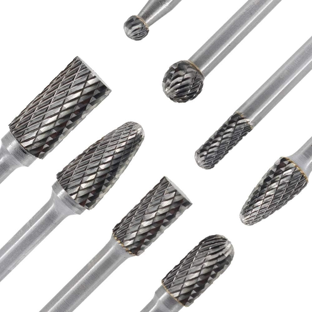 Professional 8-Piece Carbide Rotary File Set for Detailed Wood and Metalwork