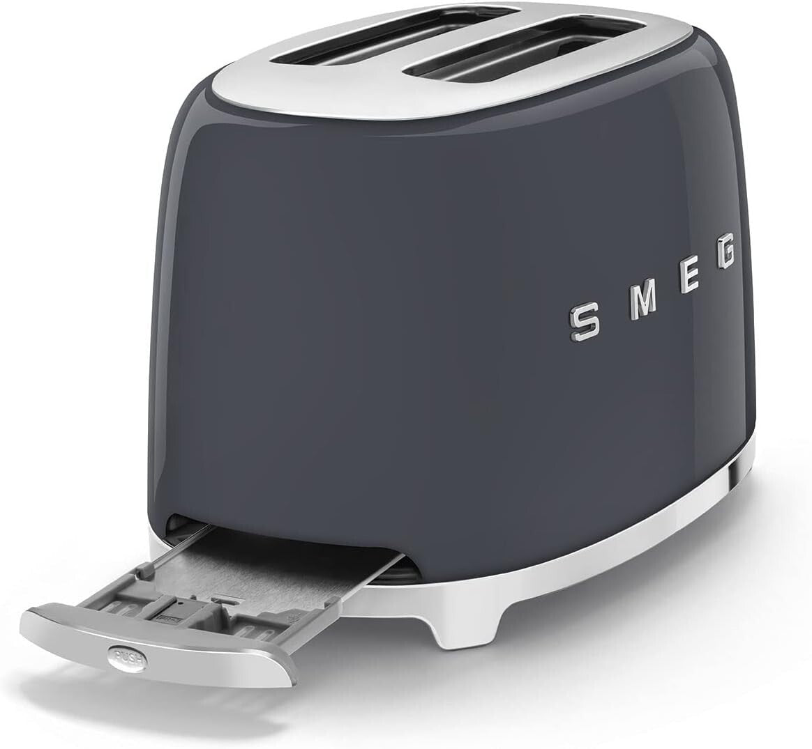 Elegant Gray 50's Style Toaster - 2 Slices with 6 Browning Levels & Functions