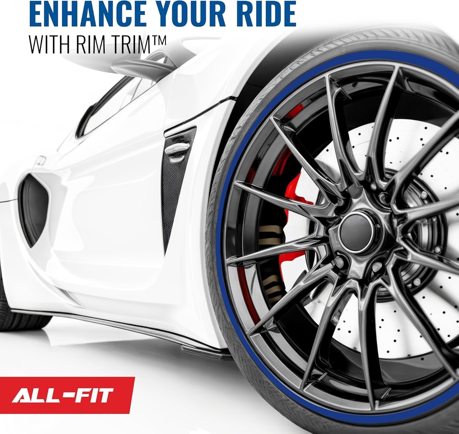 DIY Rim Protector - Blue Exterior Trim for Curb Rash Prevention - Universal Fit