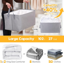 Load image into Gallery viewer, Large 102L Foldable Storage Bins - 4 Canvas Baskets for Clutter-Free Living