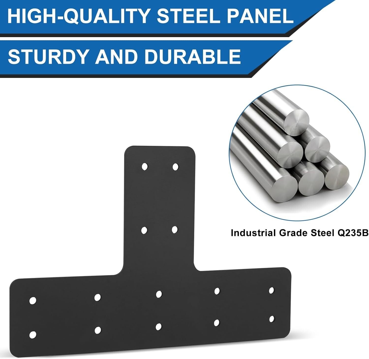 T Shape Steel Brackets 4pcs, 12x8 Inches - Ideal for Garden and Furniture Repair