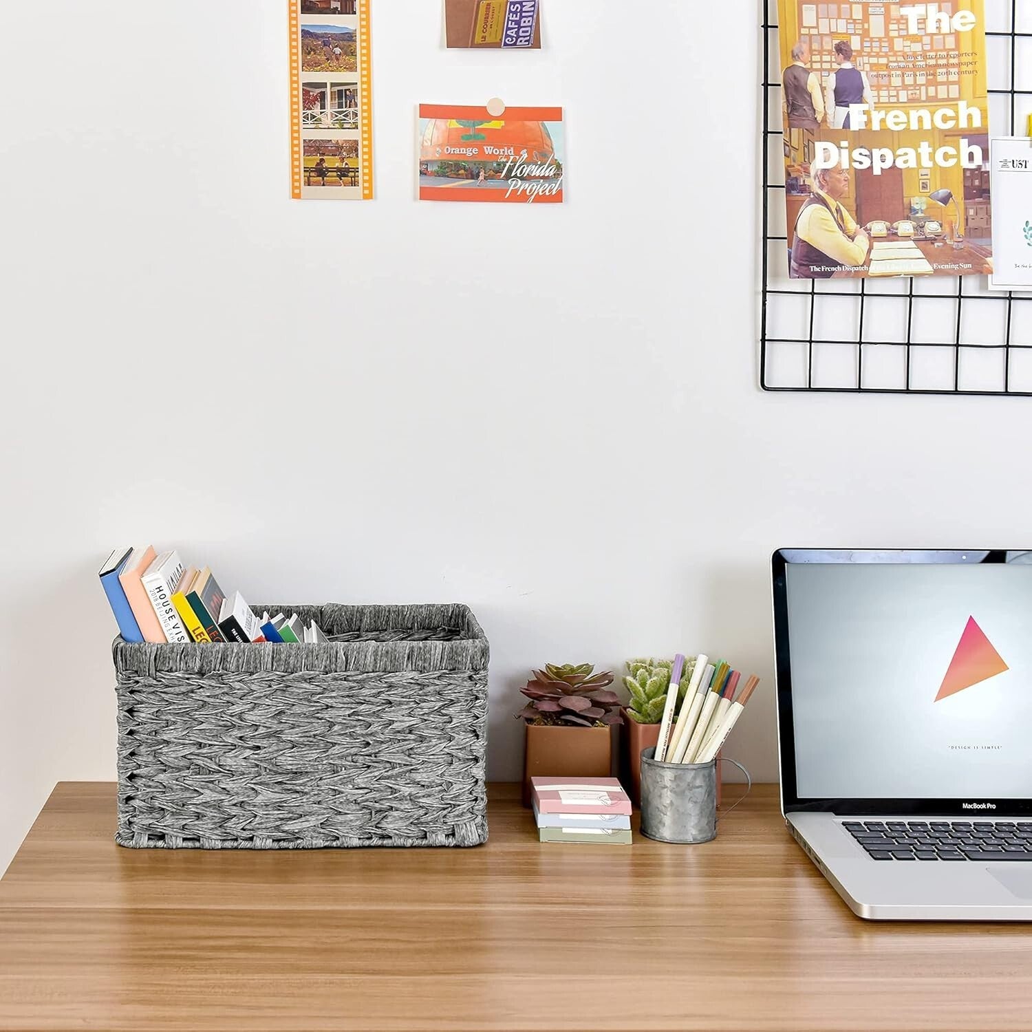 Elegant Gray Woven Baskets for Organizing - 13" Rectangular Design - 2-Pack