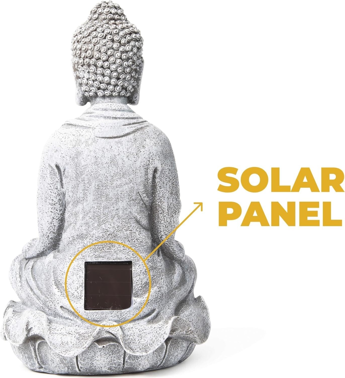 Elegant Solar Buddha Sculpture with LED Light - Perfect for Outdoor Zen Spaces