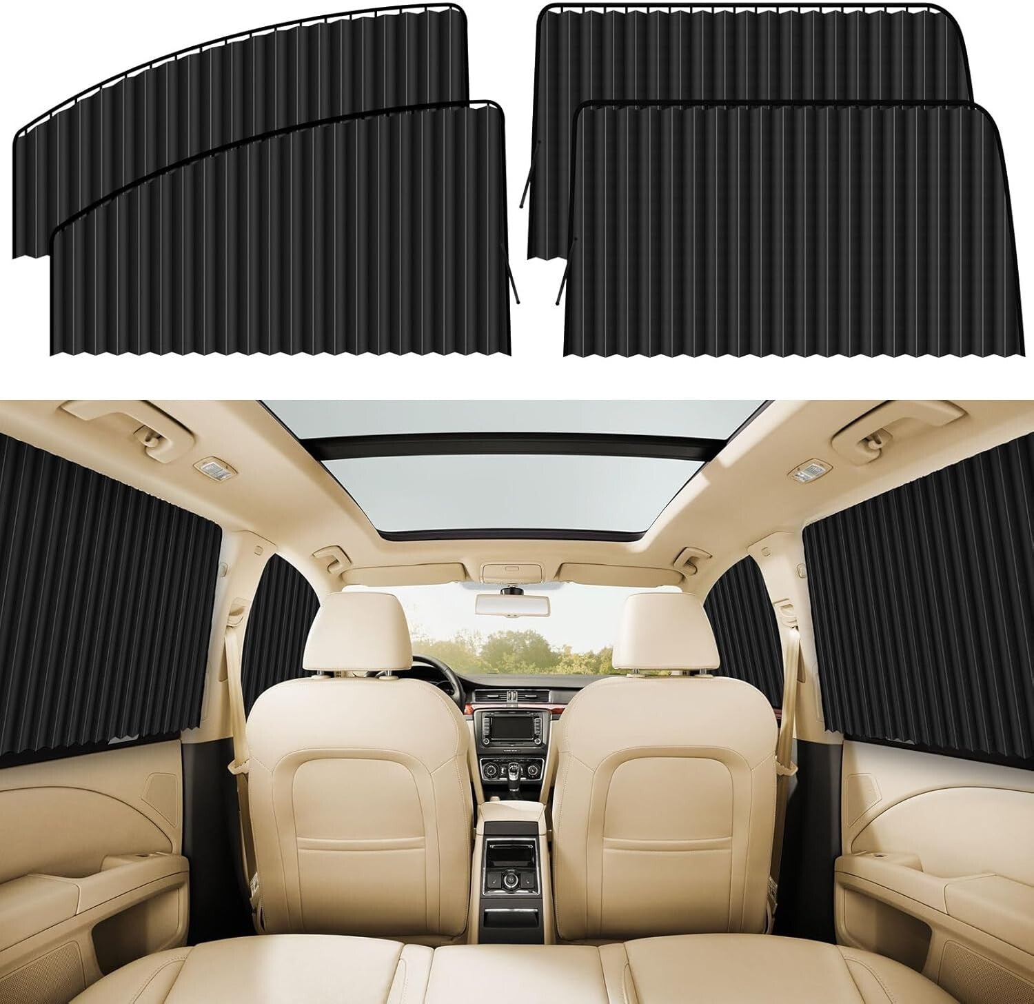 Extendable Magnetic Sun Shade for Cars - 4 PCS Privacy Covers for SUVs & Trucks