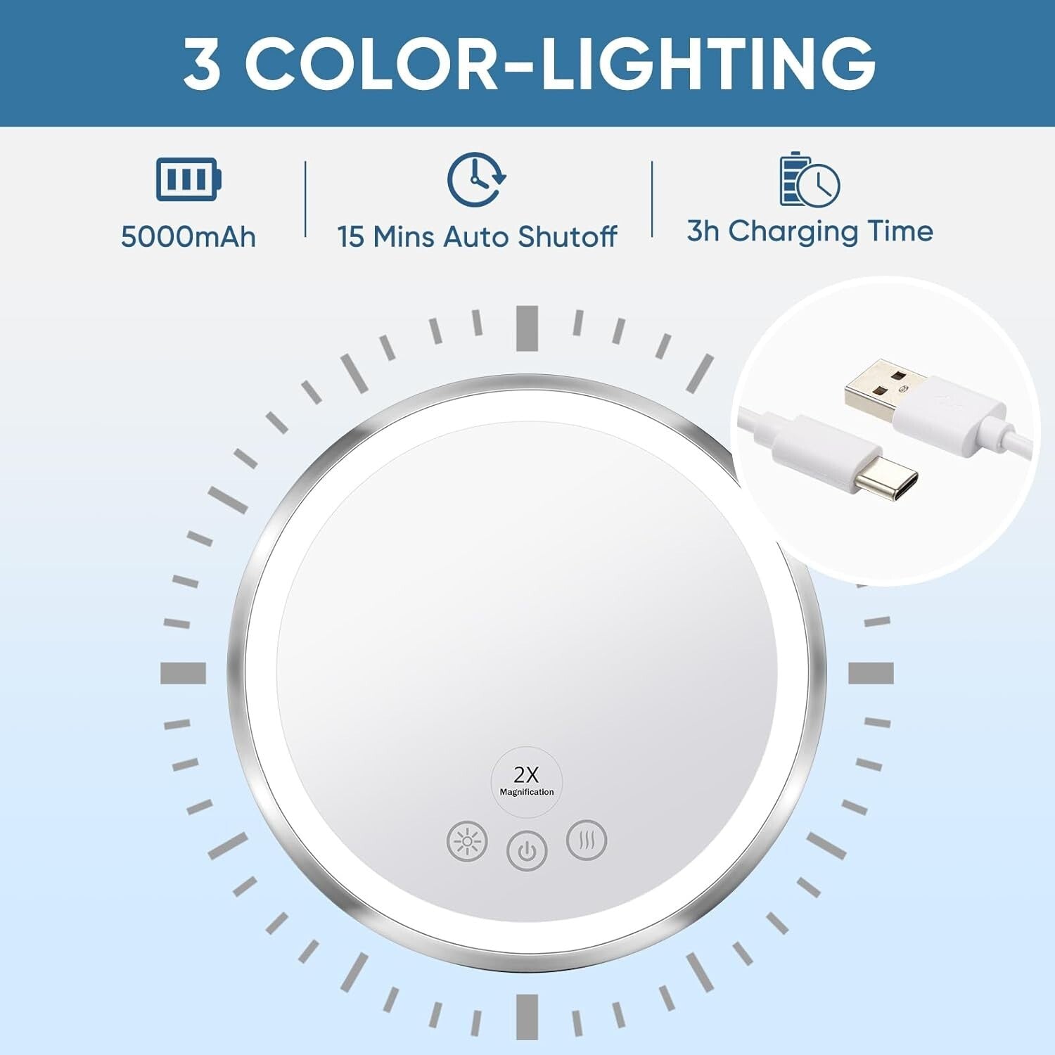 Anti-Fog Heated Shower Mirror with Adjustable Lighting - Perfect for Shaving