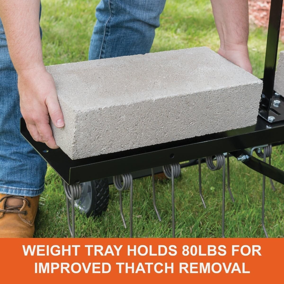 20 Spring Steel Tines Lawn Dethatcher for Garden Tractors - 40in Wide Swath