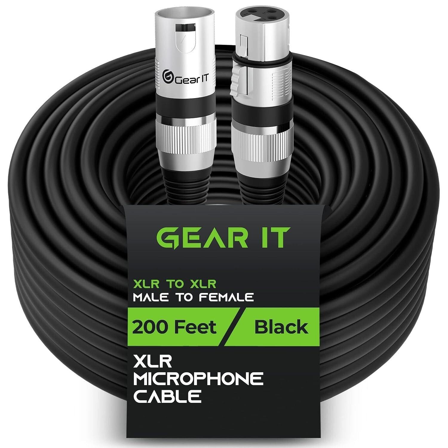Durable 200ft XLR Male to Female Microphone Cable - Ideal for Music & Podcasts
