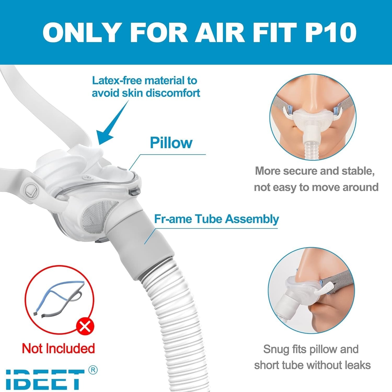 AirFit P10 Large Replacement Nasal Pillow & Tubing - Enhanced Sleep Experience