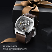 Load image into Gallery viewer, Benyar Skeleton Mechanical Watch for Men – 45mm Dial &amp; Leather Strap Elegance