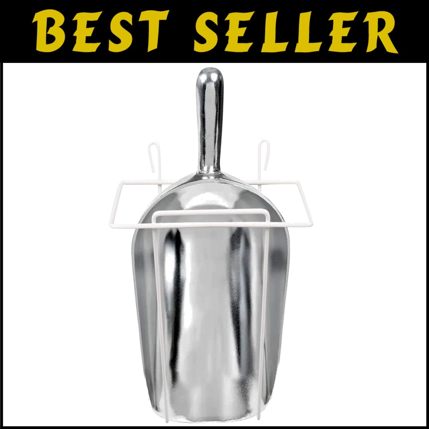 Heavy-Duty 58 oz Aluminum Ice Scoop & Holder - Perfect for Commercial Use
