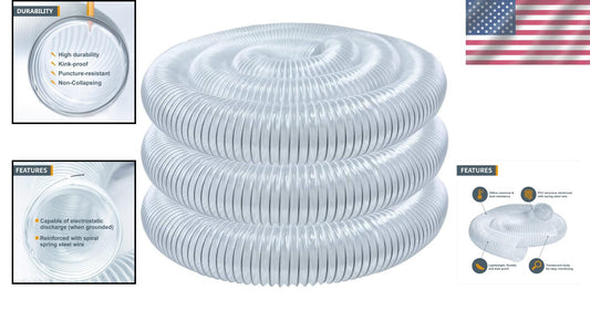 Flexible 6" Diameter x 20' PVC Dust Collection Hose - Monitor Dust Easily