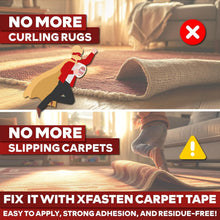 Load image into Gallery viewer, UV-Resistant Double Sided Carpet Tape - Ideal for Area Rugs and Hardwood Floors