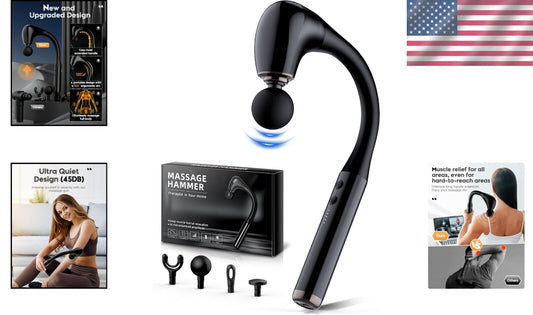 Rechargeable Deep Tissue Massage Gun with Extension Handle and 5 Speed Settings