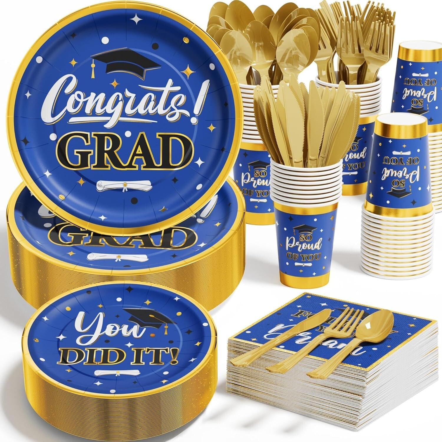 Elegant Disposable Dinnerware Set - 350 PCS for 2025 Graduation Celebrations