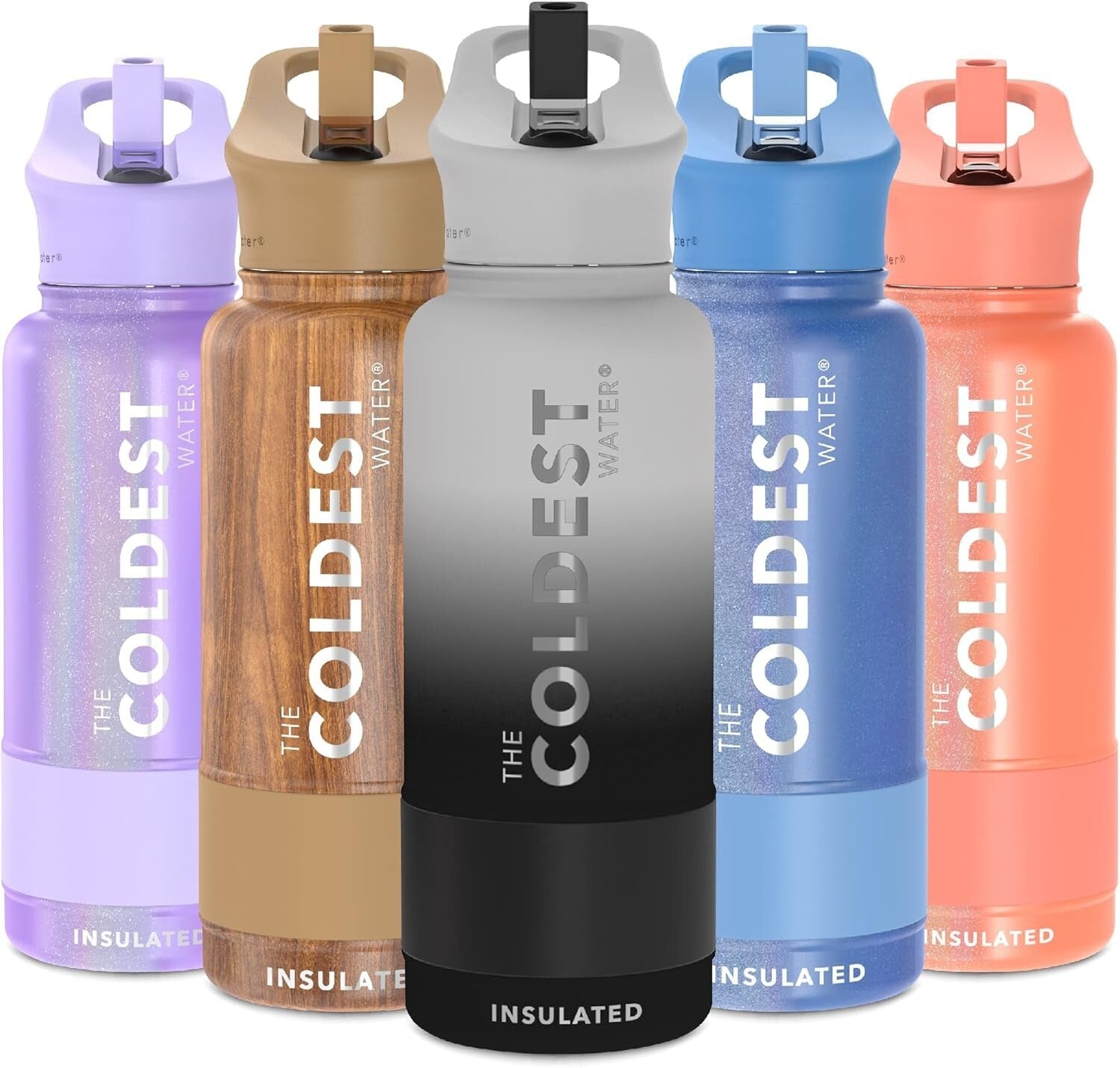 Coldest 32 oz Insulated Stainless Steel Bottle with Straw Lid - Hyperspace White