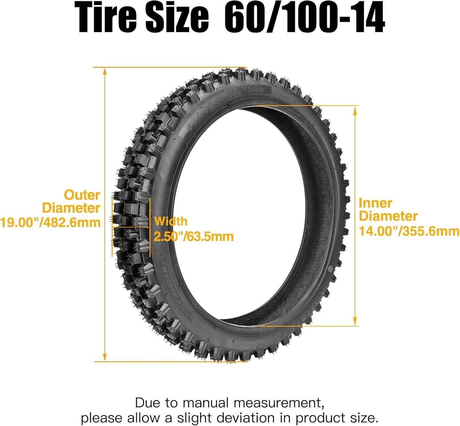 Durable 60/100-14 Tire & Inner Tube Combo for Off-Road Motocross Riding