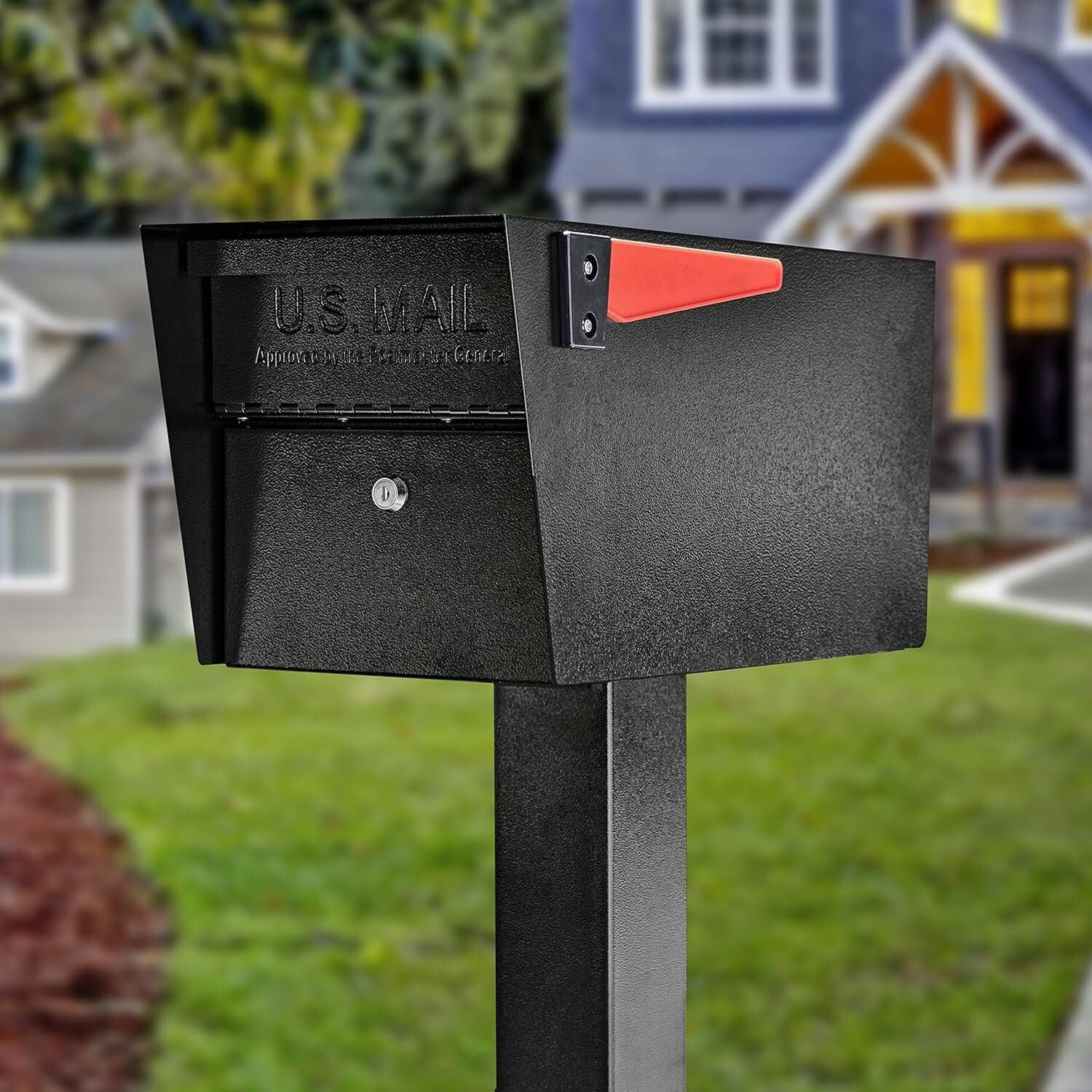 Vandal-Resistant Lockable Mailbox with Baffle Door & Concealed Clip in Black