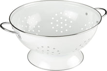 Load image into Gallery viewer, Art Deco 3 Quart Powder Coated Colander - Elegant Kitchen Essential in White